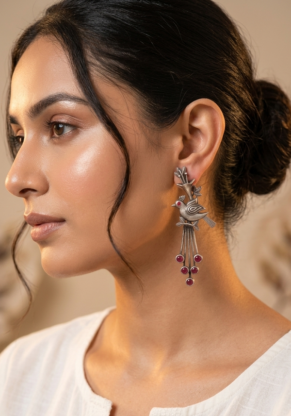 Gorgeous Bird Oxidized Earrings