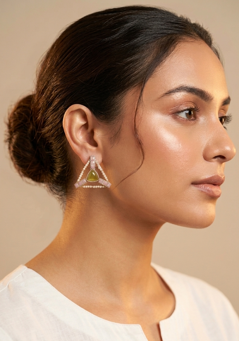 Triangle Shape Silver Earrings