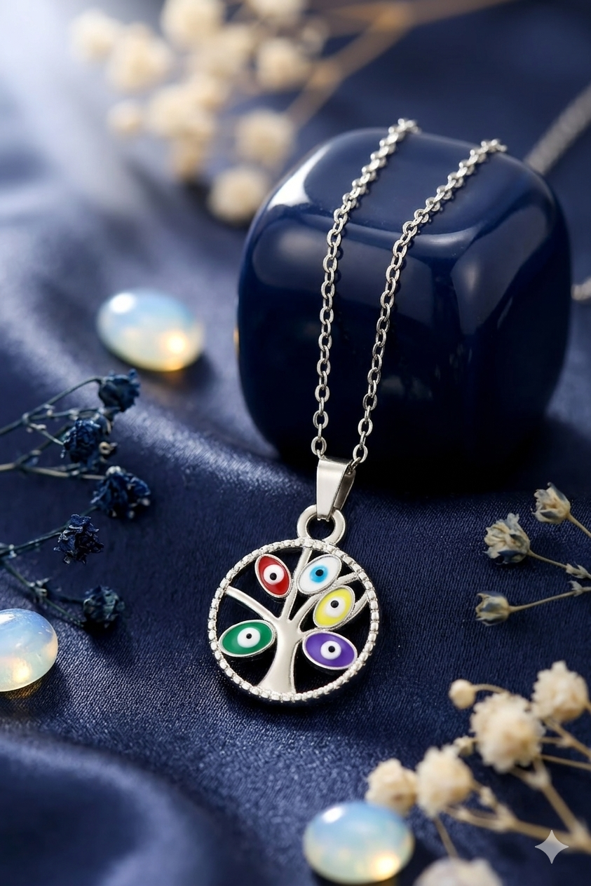 Multicolor Tree Of Life Pendant Chain