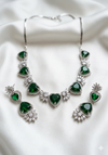 Heart shaped loved Emerald Green Zirconia Necklace Set