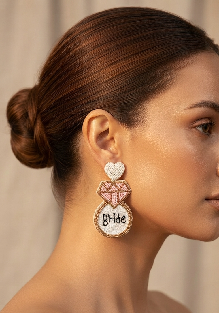 Handmade Bride Beaded Earrings