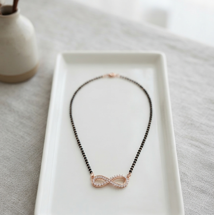 Rose Gold Infinity Diamond Studded Mangalsutra