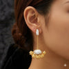 Vintage statement golden flower baroque pearls drop earrings