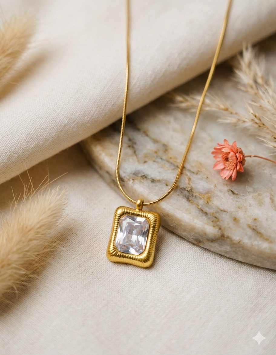 Single Diamond Rectangular Pendant
