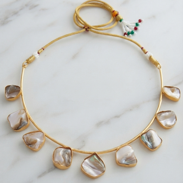 Mother of Pearl Contemporary Hansli Necklace
