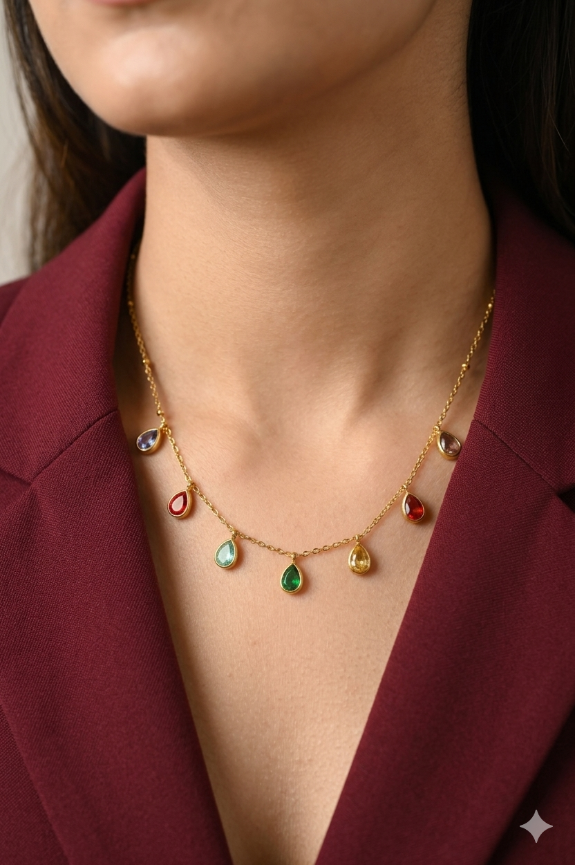 Multicolor Gold Plated Necklace