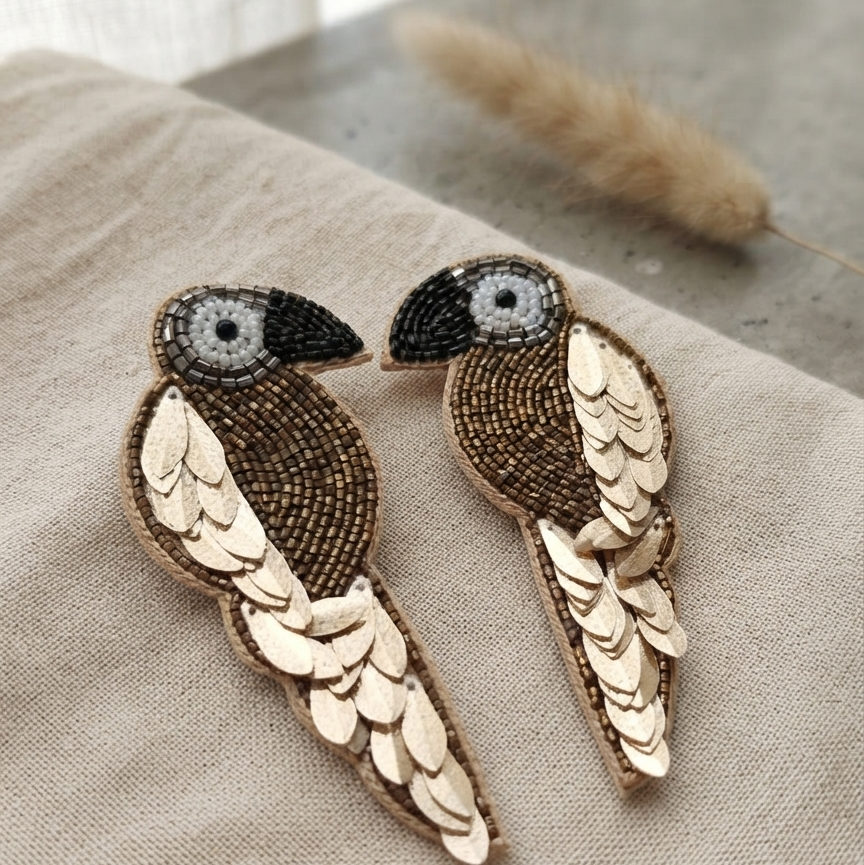 Handmade Parrot Style Beaded Earring