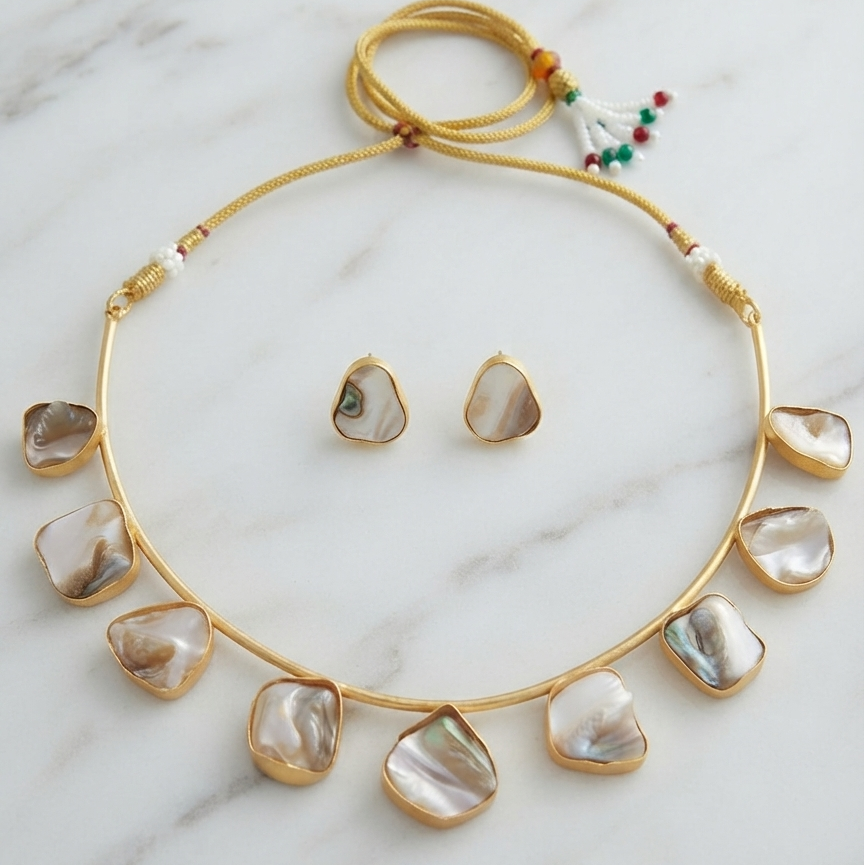 Mother of Pearl Contemporary Hansli Necklace