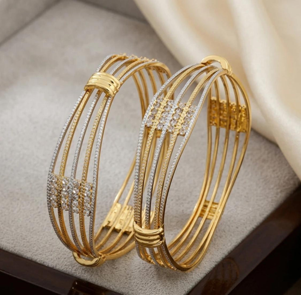 Gold Plated Designer AD Stones Bangles