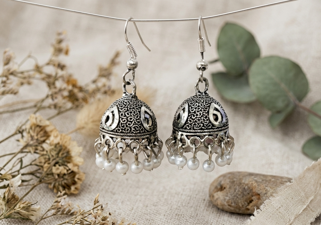 Oxidized Silver Jhumki