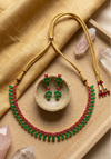 Gold Plated Green and Magenta Necklace Set