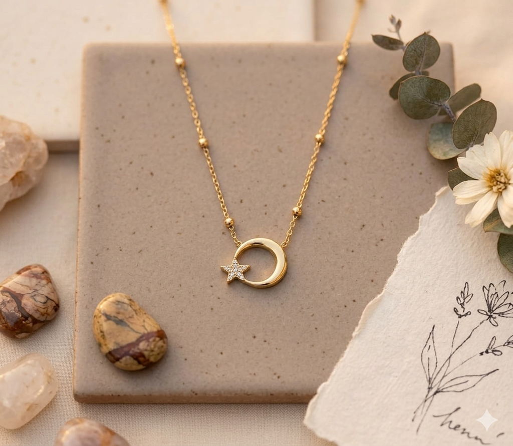 Moon And Star Pendant Chain