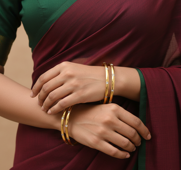 Gold &Silver Dual Tone Gold Plated Bangles