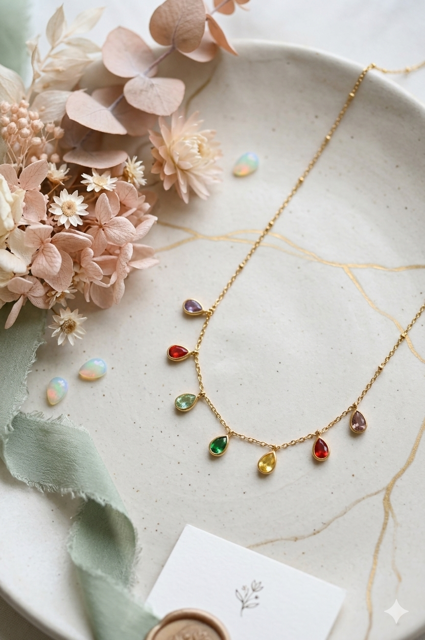 Multicolor Gold Plated Necklace