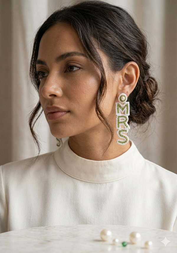 Pretty Mrs Handmade Earrings for Bride