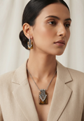 Silver Sandstone Square Style Classy Pendant Set