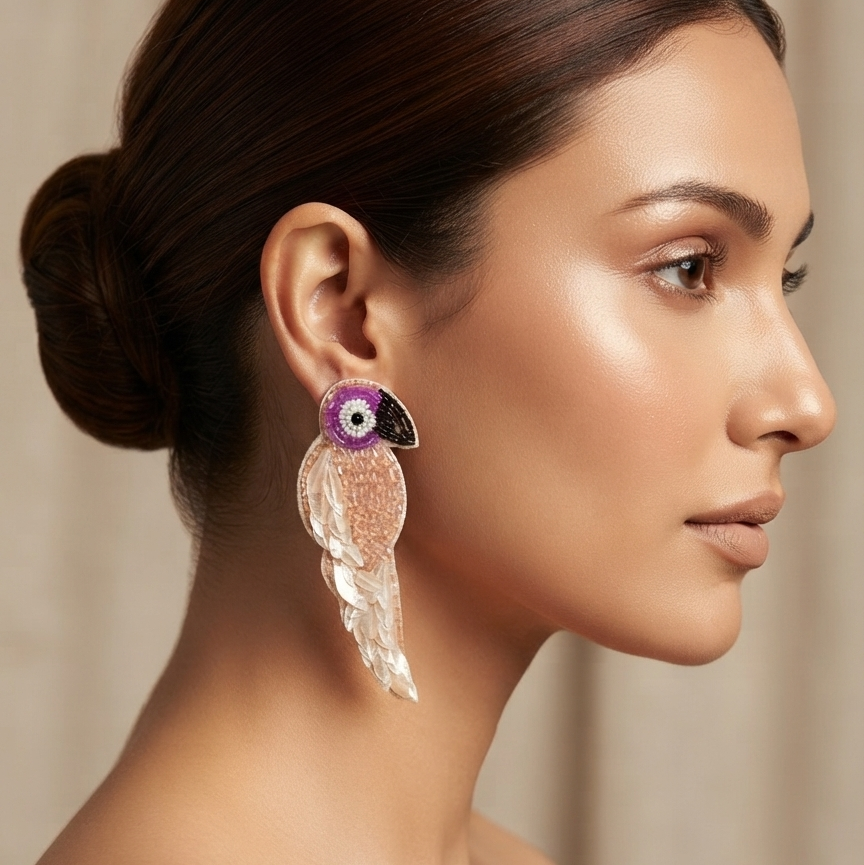 Handmade Parrot Style Beaded Earring