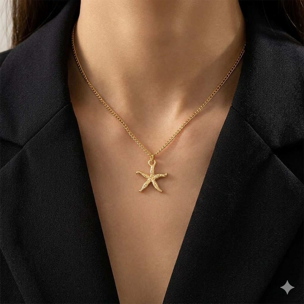 Star Fish Design Rose Gold Pendant Chain