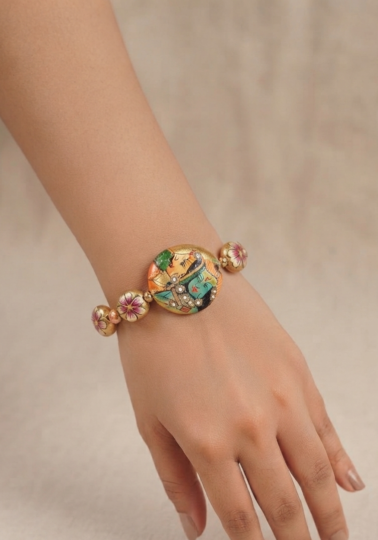 Gold Plated Radha-Krishna Design Bracelets