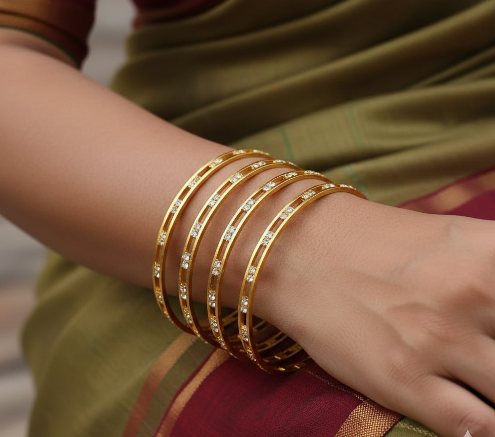 Emerald &Cubic Zirconia Studded Beautiful Bangles