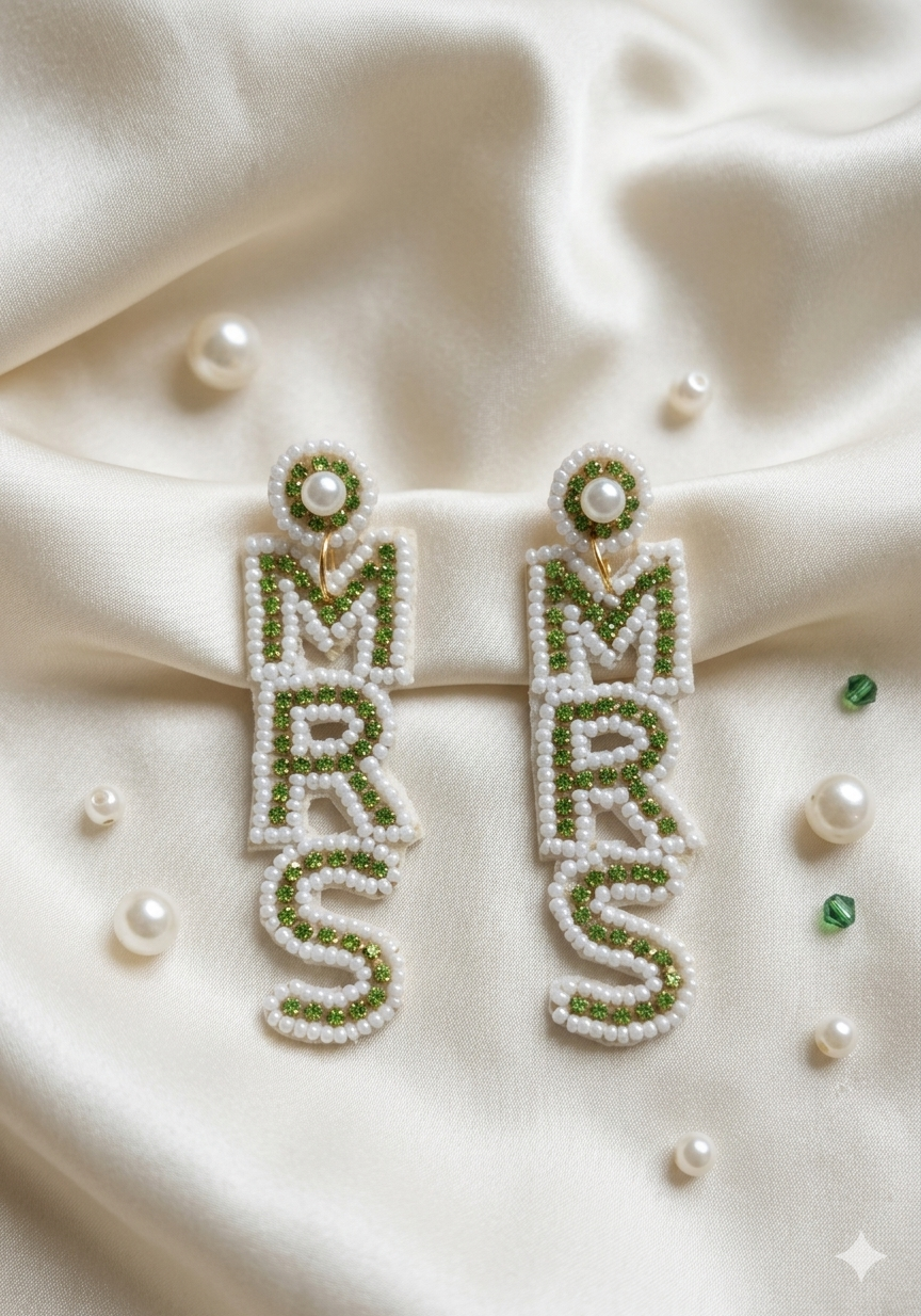 Pretty Mrs Handmade Earrings for Bride