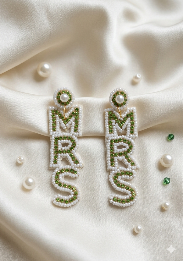 Pretty Mrs Handmade Earrings for Bride