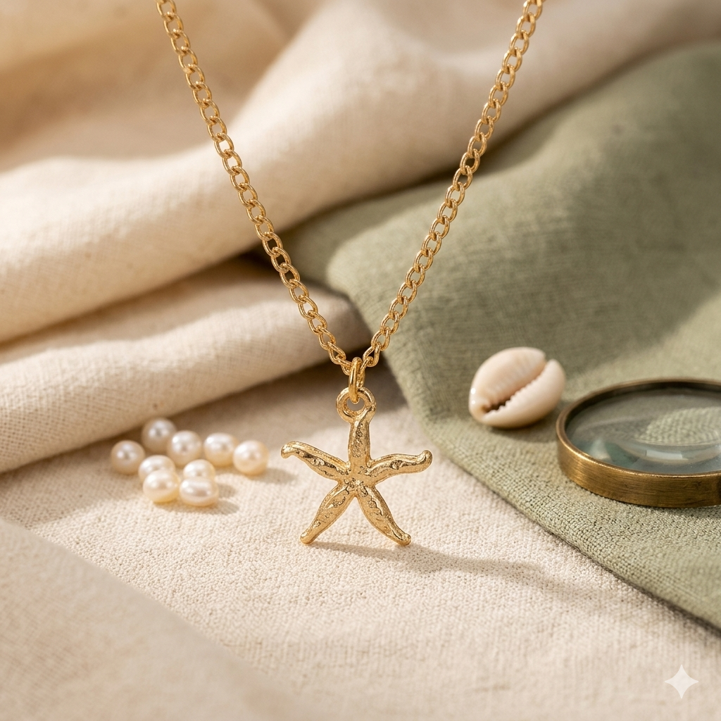 Star Fish Design Rose Gold Pendant Chain