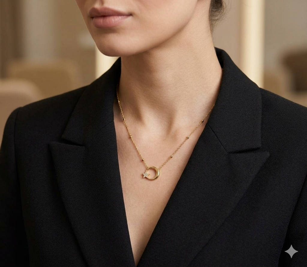 Moon And Star Pendant Chain