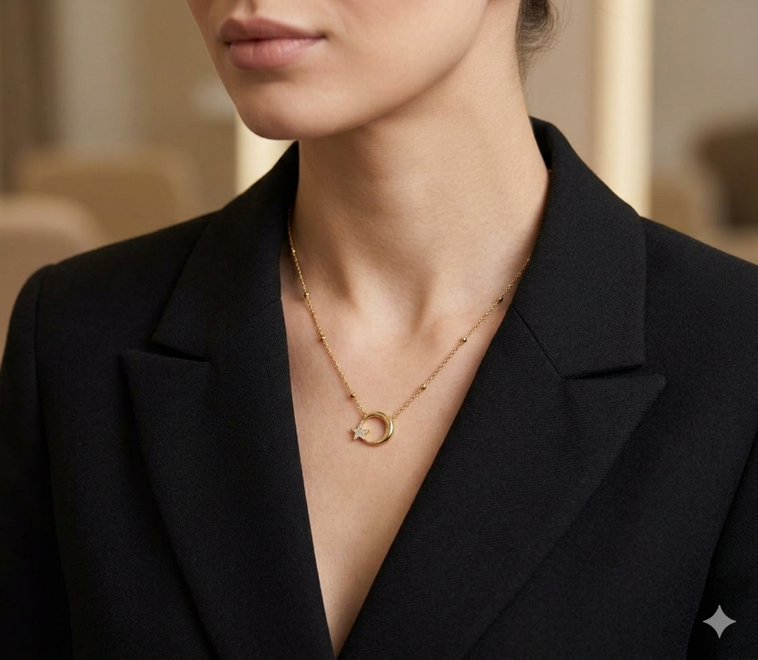 Moon And Star Pendant Chain