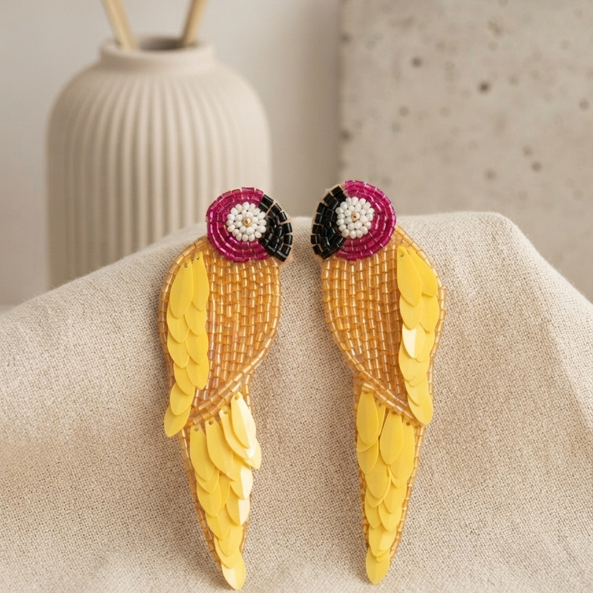 Handmade Parrot Style Beaded Earring