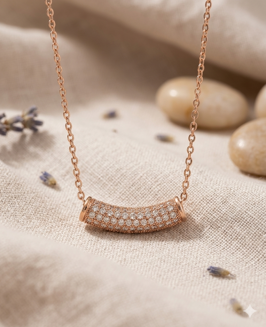 Rose Gold Chain With Curved Pendant
