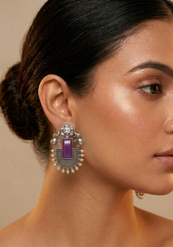 Elephant Design Replica Earring with Stone
