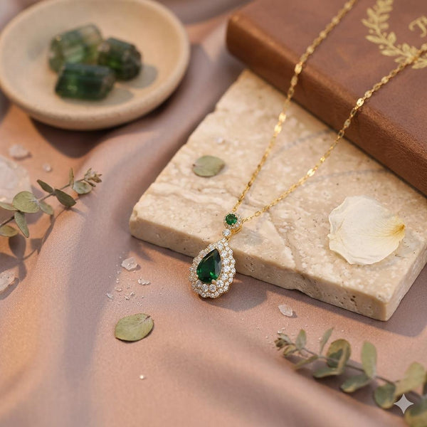 Crystal Emerald Water Drop Pendant