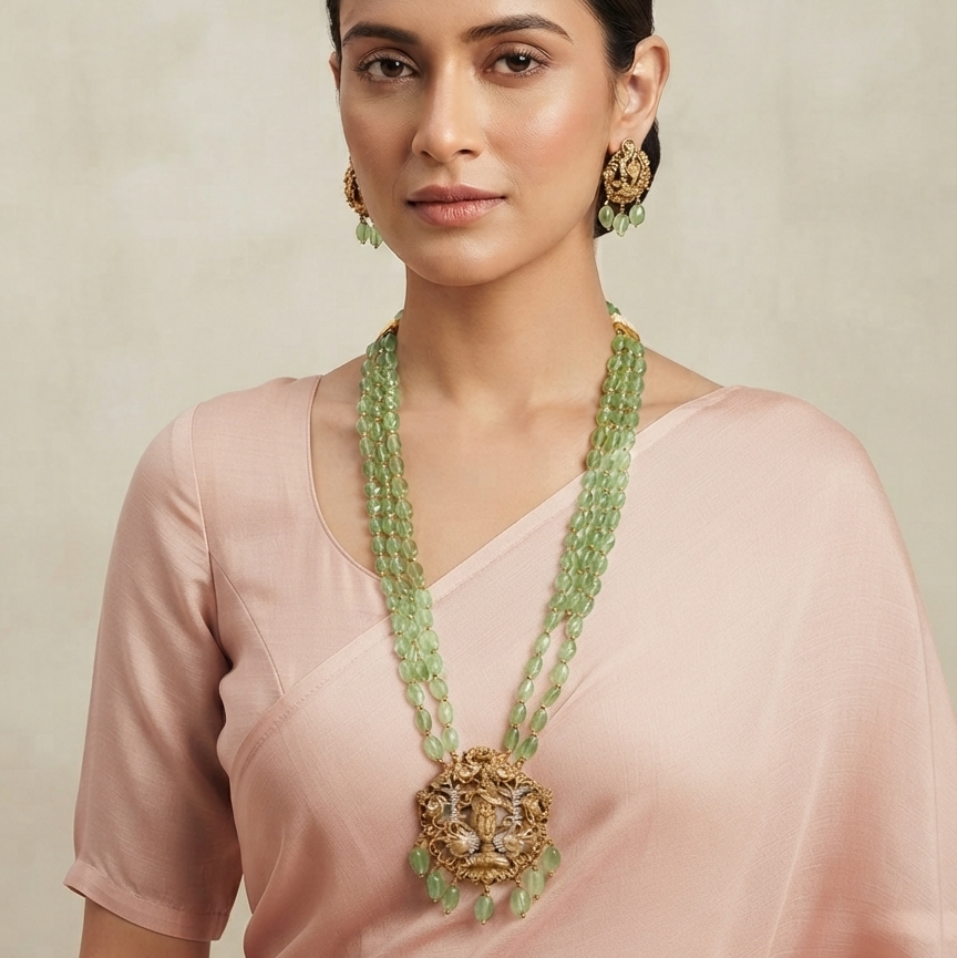 Krishan Design Gold Plated Temple Jewelry Statement Piece