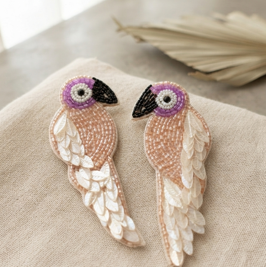 Handmade Parrot Style Beaded Earring