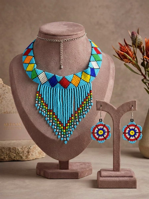 Beaded Statement Choker Set