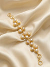 Meraki Gold Plated Adjustable Bracelet with White Pearl