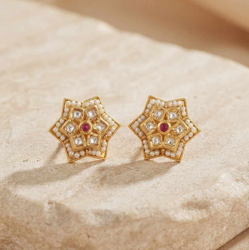 Pretty Kundan Polki Studs