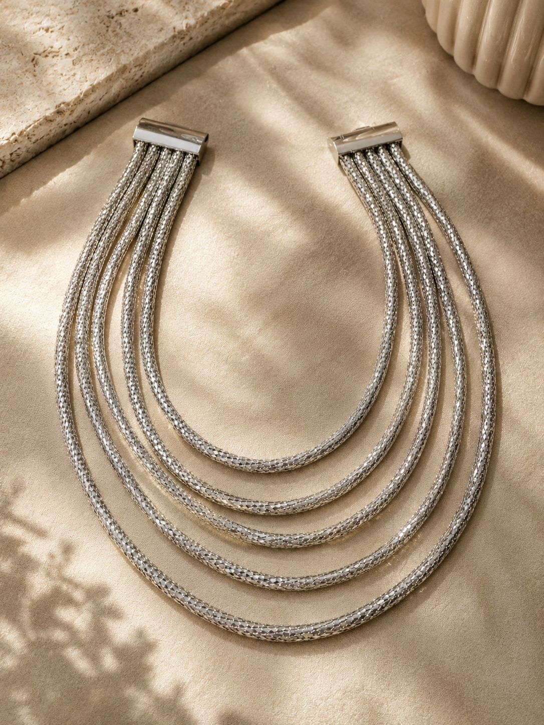 Multistrand Silvertone Necklace