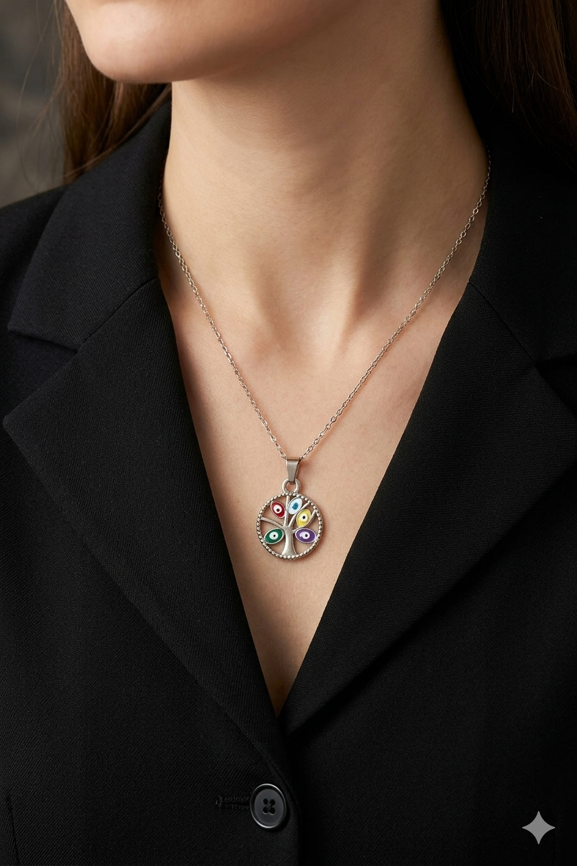 Multicolor Tree Of Life Pendant Chain