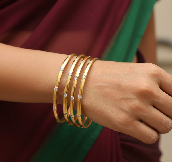 Gold &Silver Dual Tone Gold Plated Bangles