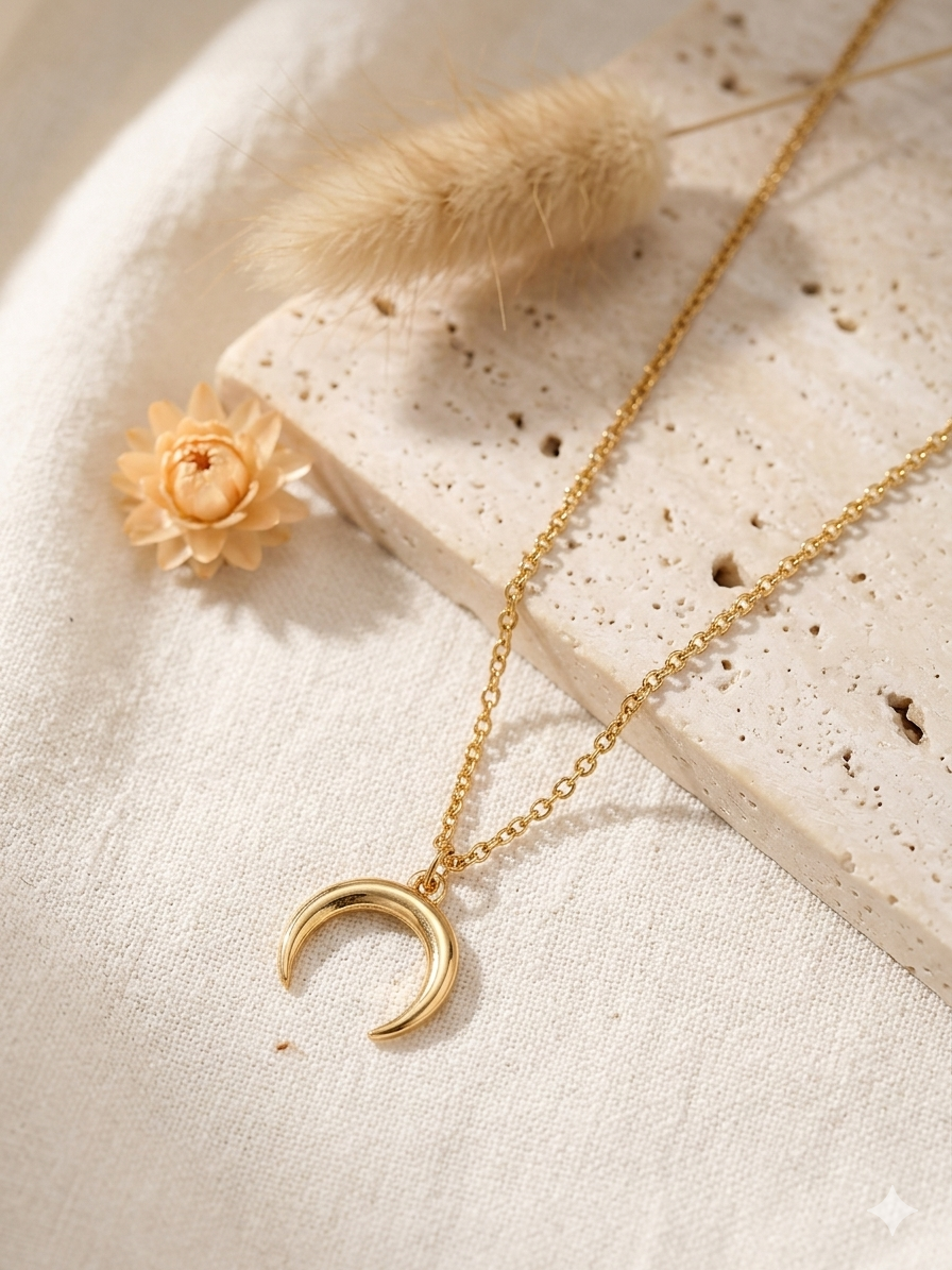 Gold Plated Half Moon Pendant