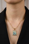 Elegant Gold Plated Floral Enamel Pendant