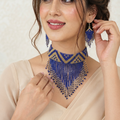 Stylish Handmade Blue Beaded Choker Set