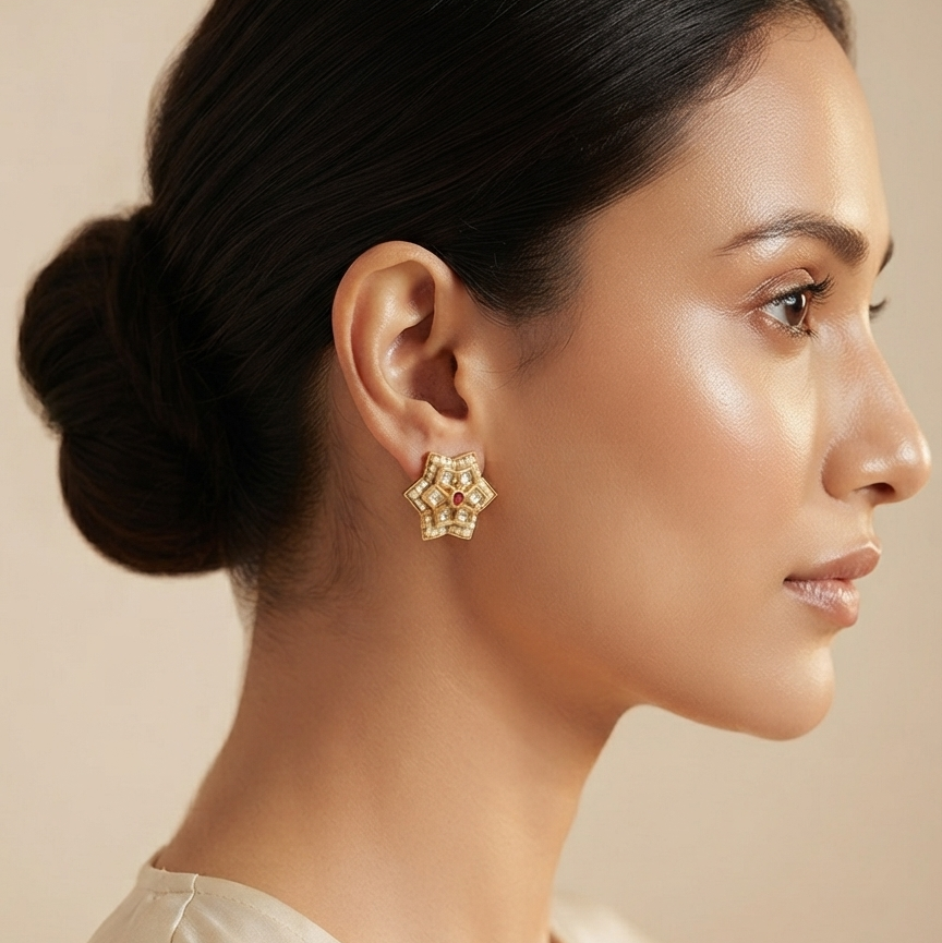 Pretty Kundan Polki Studs