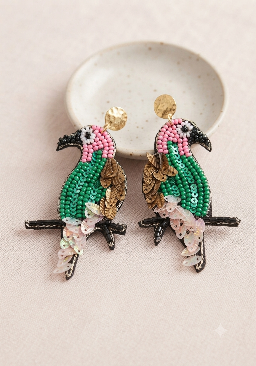 Classic Parrot Handmade UB Earrings