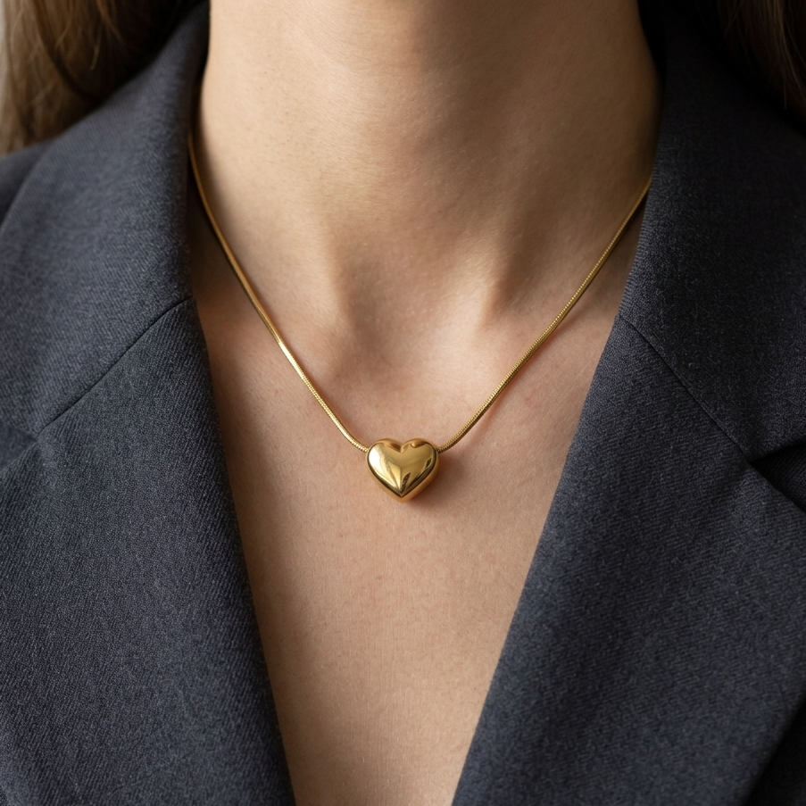 Heart Drop Gold Pendant Necklace