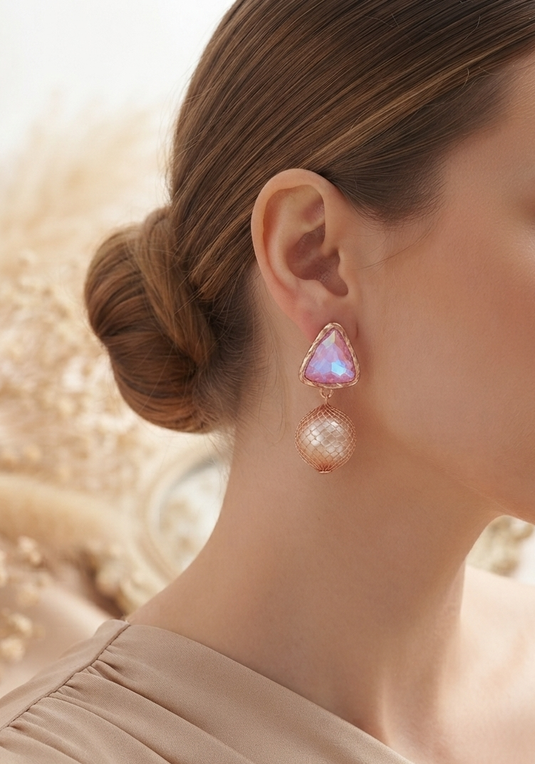 Mirror Effect Geometric Dangle Drop Earrings