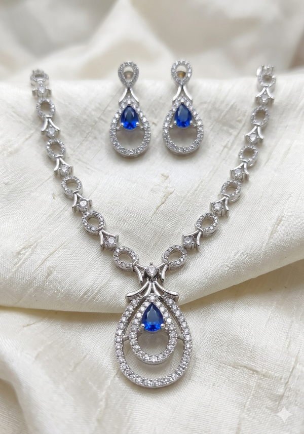 Natural Blue Sapphire Necklace with Gemstone Pendant